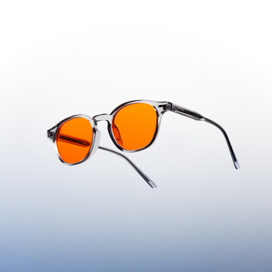 Clear-frame orange lens glasses