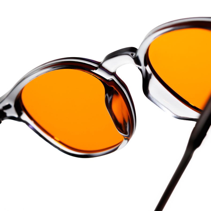 Close-up of the orange lens